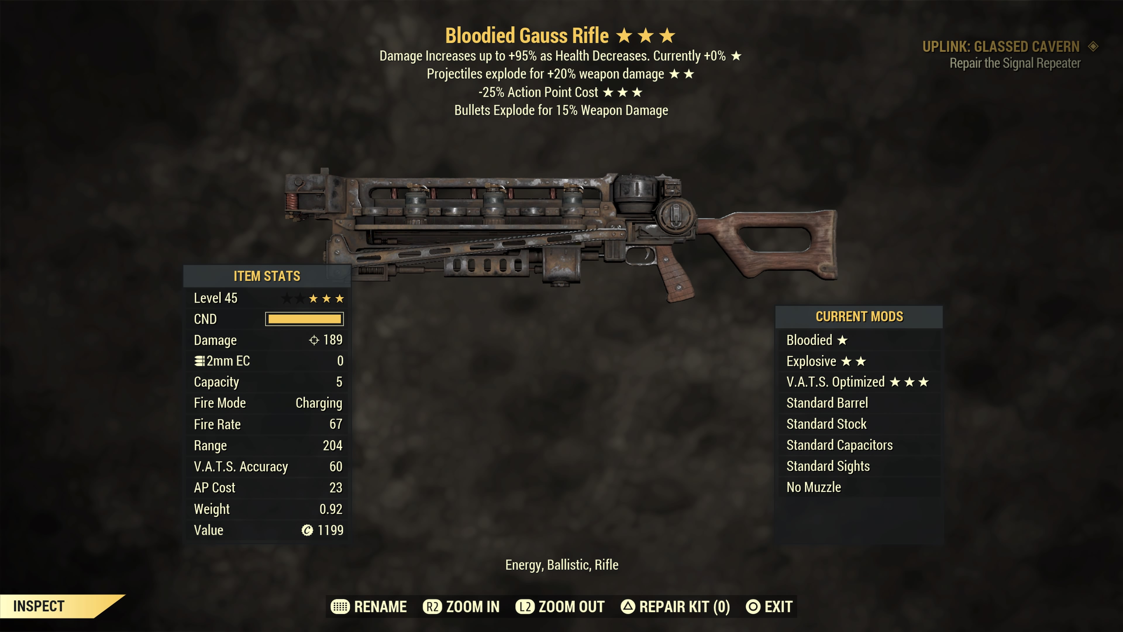 Bloodied【Explosive + V.A.T.S. Optimized】Gauss Rifle